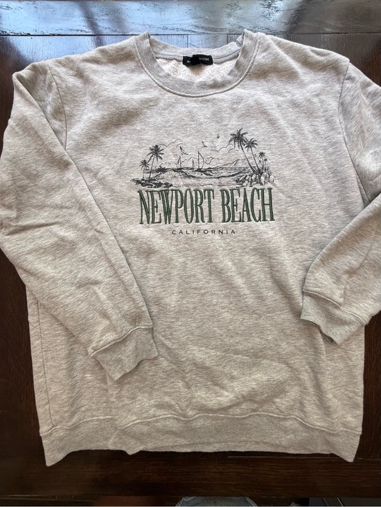 SoCal Scene Tops - Newport Beach California Graphic Crewneck Sweatshirt - Gray XL